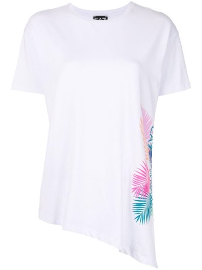 Μπουφάν Bomber Ea7 Emporio Armani Asymmetric Graphic Print γυναικεια ασπρα | GR55075