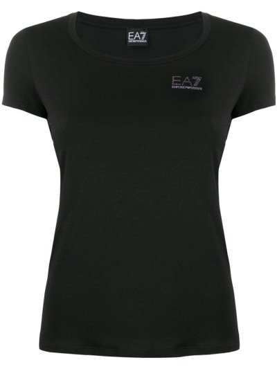 Μπουφάν Bomber Ea7 Emporio Armani κοντο Sleeve Embellished Logo γυναικεια μαυρα | GR70075