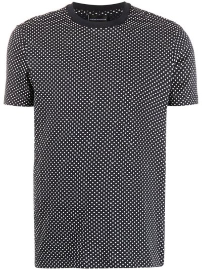 Μπουφάν Bomber Armani Emporio Dotted Crew Neck ανδρικα μπλε ασπρα | GR83259