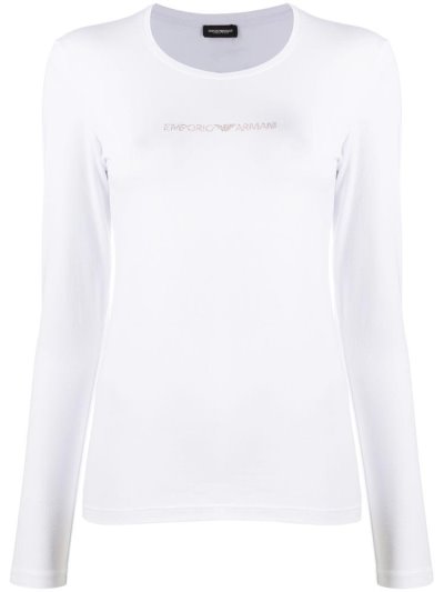 Μπουφάν Bomber Armani Emporio Embellished Logo γυναικεια ασπρα | GR29792