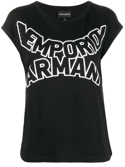 Μπουφάν Bomber Armani Emporio Enlarged Logo Print γυναικεια μαυρα | GR00955