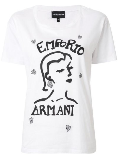 Μπουφάν Bomber Armani Emporio Face Print Boxy γυναικεια ασπρα | GR53203