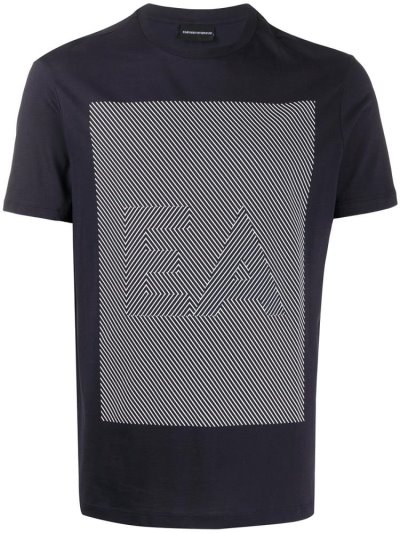 Μπουφάν Bomber Armani Emporio Geometric Logo ανδρικα μπλε | GR69541