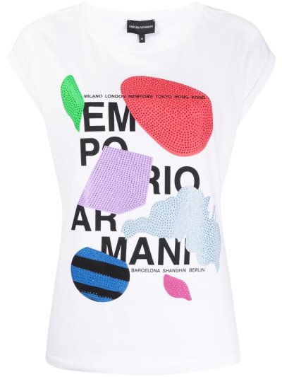 Μπουφάν Bomber Armani Emporio Graphic Print γυναικεια ασπρα | GR05276