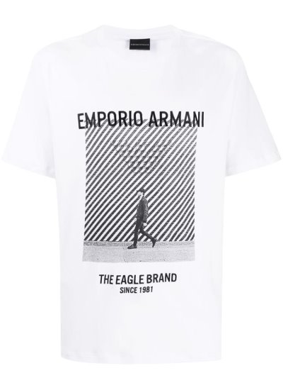 Μπουφάν Bomber Armani Emporio Graphic Print ανδρικα ασπρα | GR31274
