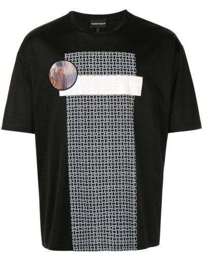 Μπουφάν Bomber Armani Emporio Graphic Print ανδρικα μαυρα | GR64067