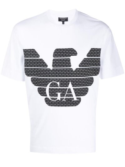 Μπουφάν Bomber Armani Emporio Icon' Logo Print ανδρικα ασπρα | GR28864