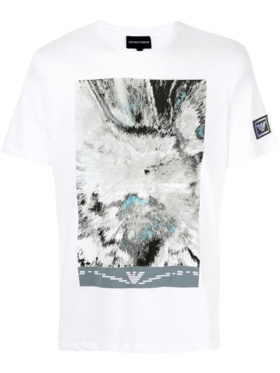 Μπουφάν Bomber Armani Emporio Illusion Print ανδρικα ασπρα γκρι | GR65306