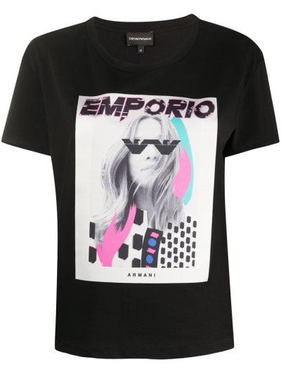 Μπουφάν Bomber Armani Emporio Logo Print γυναικεια μαυρα | GR02317