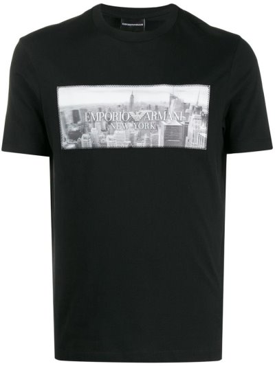Μπουφάν Bomber Armani Emporio Logo Print ανδρικα μαυρα | GR07110
