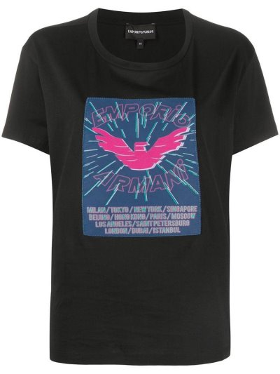 Μπουφάν Bomber Armani Emporio Logo Print κοντο Sleeve γυναικεια μαυρα | GR07883