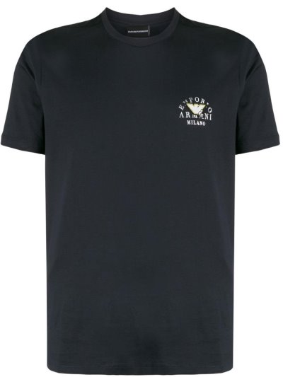 Μπουφάν Bomber Armani Emporio Logo Appliqué Crew Neck ανδρικα μπλε | GR12278
