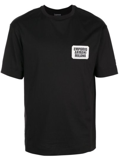 Μπουφάν Bomber Armani Emporio Logo Patch Crew Neck ανδρικα μαυρα | GR15762