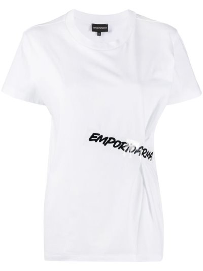 Μπουφάν Bomber Armani Emporio Logo Tape κοντο Sleeve γυναικεια ασπρα | GR16205