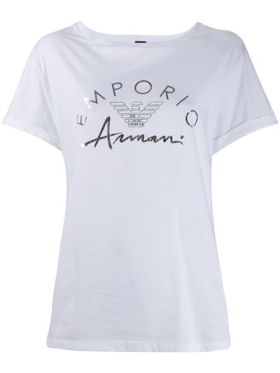 Μπουφάν Bomber Armani Emporio Logo Print Crew Neck γυναικεια ασπρα | GR18190