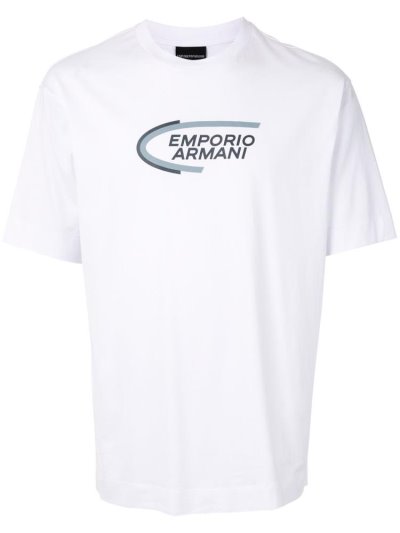 Μπουφάν Bomber Armani Emporio Logo Print ανδρικα ασπρα | GR34109