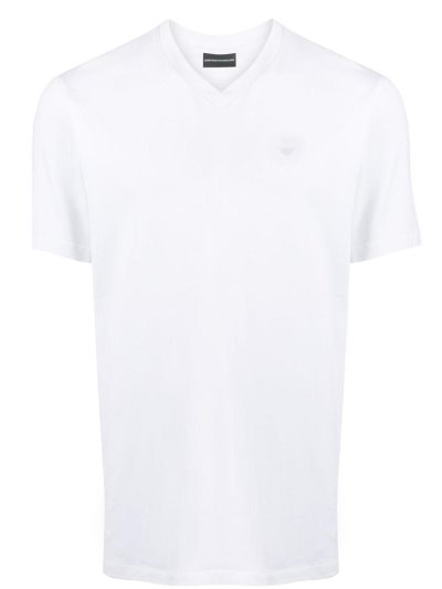 Μπουφάν Bomber Armani Emporio Logo Detail V Neck ανδρικα ασπρα | GR44890