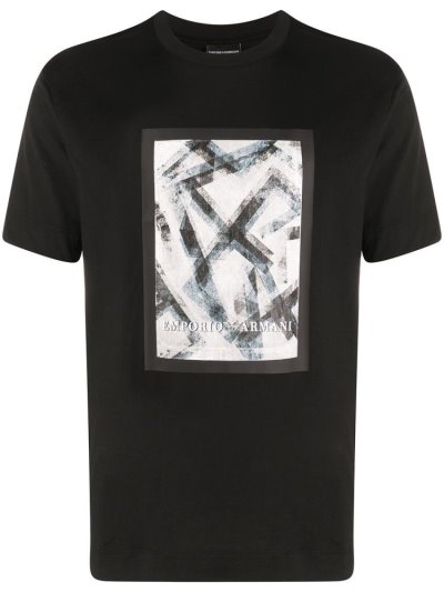 Μπουφάν Bomber Armani Emporio Logo Print ανδρικα μαυρα | GR47494