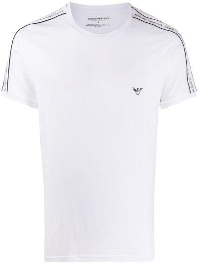 Μπουφάν Bomber Armani Emporio Logo Tape κοντο Sleeve ανδρικα ασπρα | GR52259