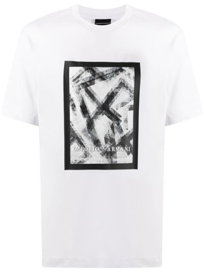 Μπουφάν Bomber Armani Emporio Logo Print ανδρικα ασπρα | GR68185
