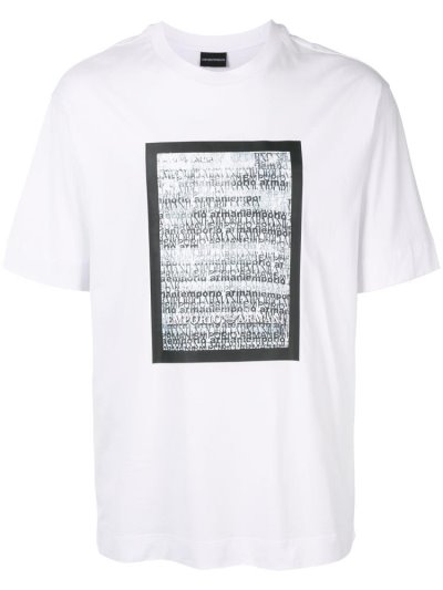 Μπουφάν Bomber Armani Emporio Logo Print ανδρικα ασπρα | GR93200