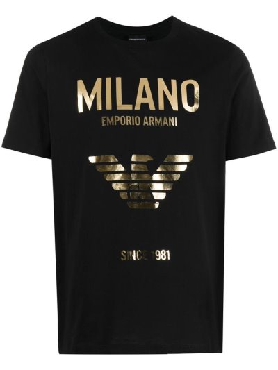 Μπουφάν Bomber Armani Emporio Metallic Logo Print ανδρικα μαυρα | GR73875