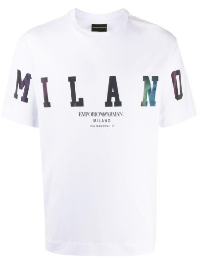 Μπουφάν Bomber Armani Emporio Milano Printed ανδρικα ασπρα | GR17703
