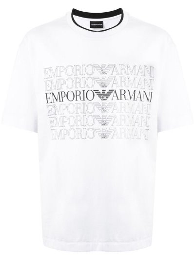 Μπουφάν Bomber Armani Emporio Multi Logo Print ανδρικα ασπρα | GR51147