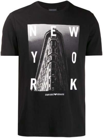 Μπουφάν Bomber Armani Emporio New York Print ανδρικα μαυρα | GR80408
