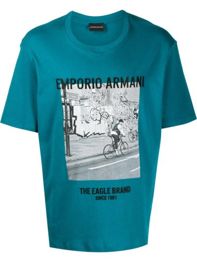 Μπουφάν Bomber Armani Emporio Photographic Print ανδρικα μπλε | GR07655