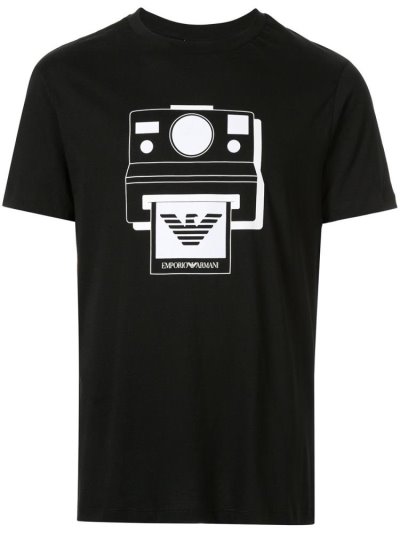 Μπουφάν Bomber Armani Emporio Polaroid Printed ανδρικα μαυρα | GR30363