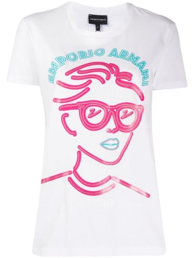 Μπουφάν Bomber Armani Emporio Portrait Print γυναικεια ασπρα | GR51844