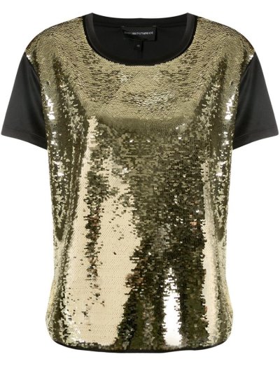Μπουφάν Bomber Armani Emporio Sequin Embellished Front γυναικεια χρυσο χρωμα | GR22858