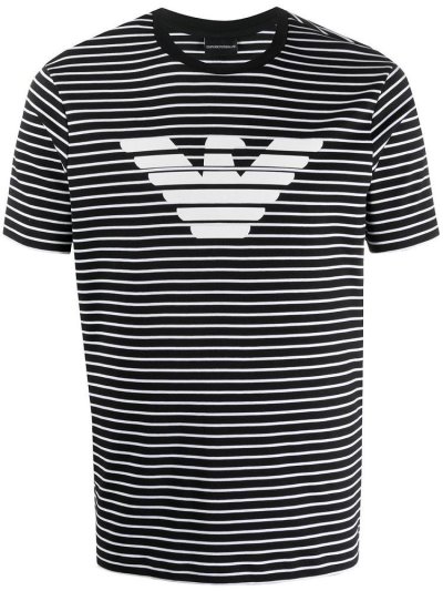 Μπουφάν Bomber Armani Emporio Striped Logo Print ανδρικα μαυρα | GR68297