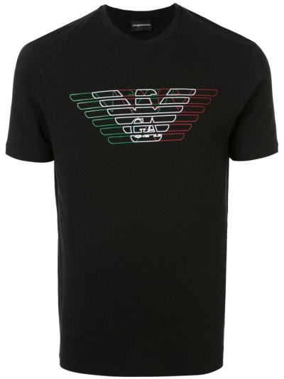 Μπουφάν Bomber Armani Emporio Tricolor Logo Print ανδρικα μαυρα | GR85452