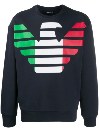 Πουλόβερ Armani Emporio Crew Neck Knit Logo Pullover ανδρικα μπλε | GR32909