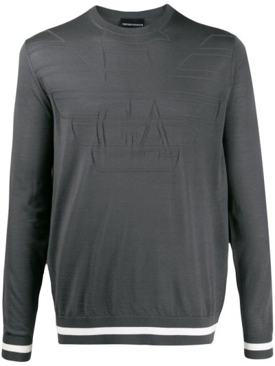 Πουλόβερ Armani Emporio Logo Embroidered ανδρικα γκρι | GR68697
