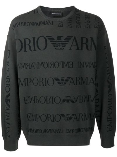 Πουλόβερ Armani Emporio Logo Jacquard ανδρικα γκρι | GR40066