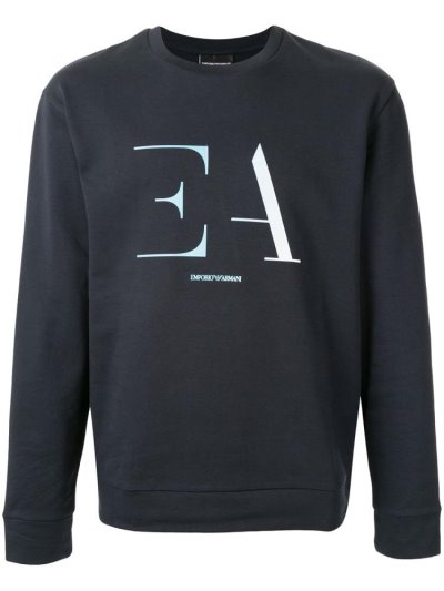 Πουλόβερ Armani Emporio Long Sleeve Logo Print ανδρικα μπλε | GR89486