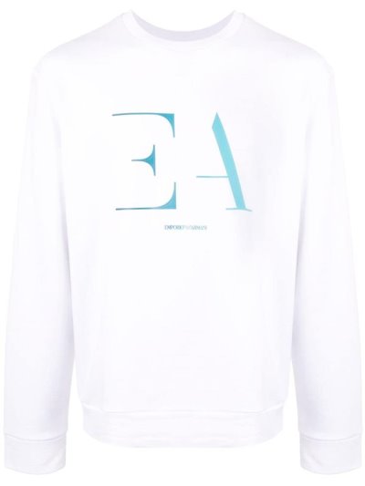 Πουλόβερ Armani Emporio Monogram Logo ανδρικα ασπρα μπλε | GR72577