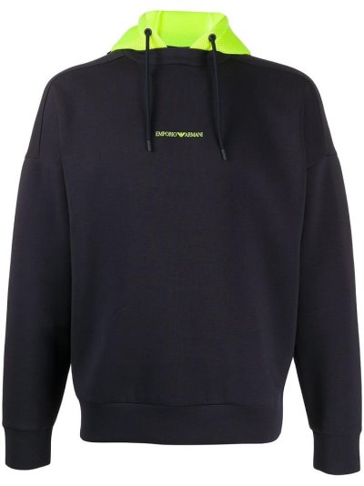 Πουλόβερ Armani Emporio Κουκουλοφόρος Logo ανδρικα μπλε | GR30537