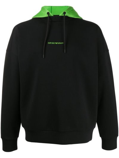 Πουλόβερ Armani Emporio Κουκουλοφόρος Logo ανδρικα μαυρα | GR74653