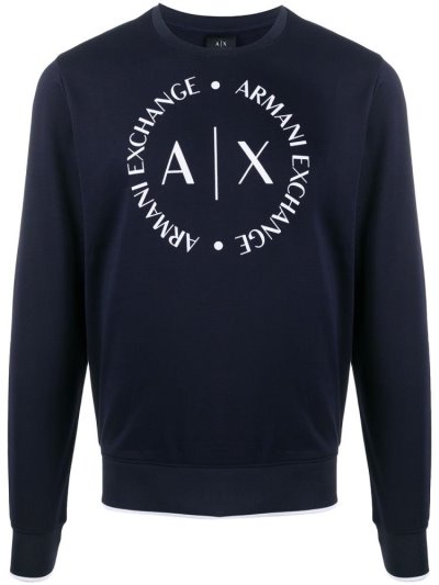 Φούτερ Armani Exchange Printed Logo Crest ανδρικα μπλε | GR37308