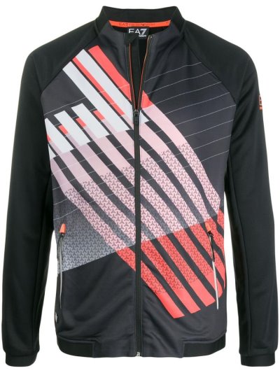 Φούτερ Ea7 Emporio Armani Striped Zip Up ανδρικα μαυρα | GR84222