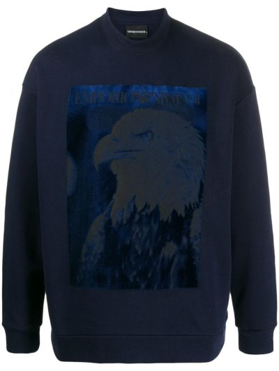 Φούτερ Armani Emporio Glittery Eagle Print ανδρικα μπλε | GR65273
