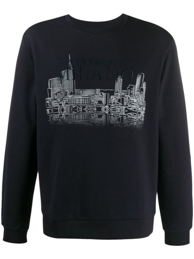 Φούτερ Armani Emporio Graphic Printed ανδρικα μπλε | GR80542