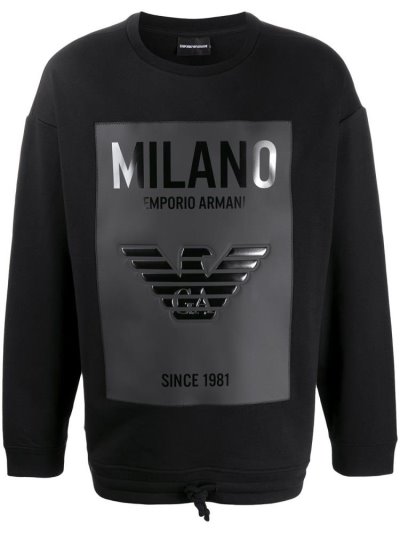 Φούτερ Armani Emporio Graphic Print Crew Neck ανδρικα μαυρα | GR83759