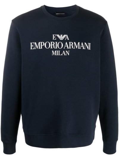 Φούτερ Armani Emporio Logo Print Crew Neck ανδρικα μπλε | GR49105