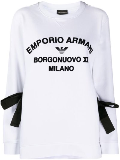 Φούτερ Armani Emporio Logo Print Side Tie γυναικεια ασπρα | GR98012