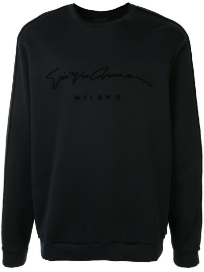 Φούτερ Giorgio Armani Signature Logo Print ανδρικα μαυρα | GR31317